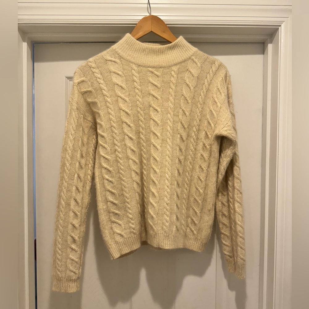 Yarn work tan sweater gold wool blend sz large